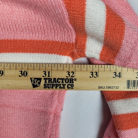 Pink Striped Cardigan Sweater Women's Medium Button Up Soft Career Colorful New - Picture 8 of 8